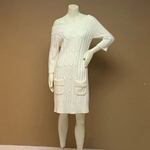 White One Shoulder Sweater Dress